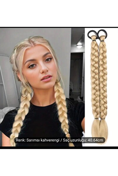 Handmade 2 li örgü saç, Saç uzantısı, Kadın örgülü saç 40 cm