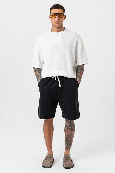 Vamos Buttoned Collar Oversize T-Shirt Ecru Model Gh9688