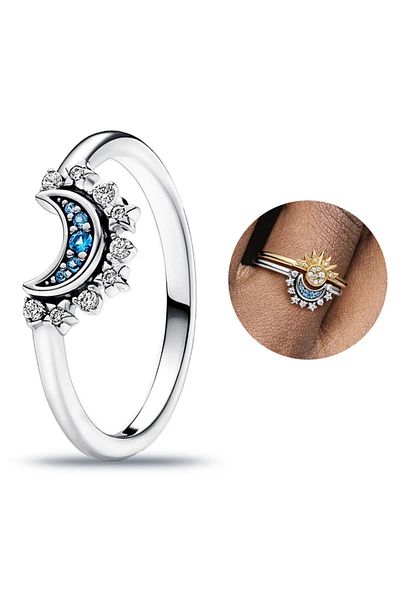 Choice 6 PYR0002 Ring 925 Sterling Silver Pavé Craft Sun and Moon Ring Set 925 925 Sterling Silver Ring Eng