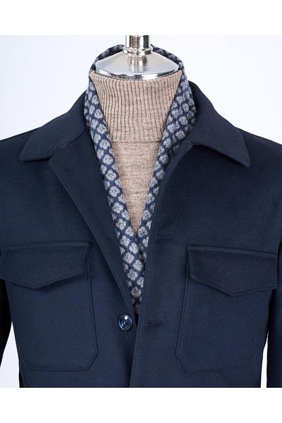 TerziAdemAltun Ανδρικό μπουφάν με μπλέ Navy Slim Fit ιταλικού στυλ - T13479