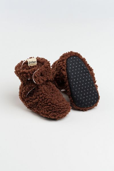 pufien Pelrous Brown Slippers - Non-Slip Sole, Organic Cotton Lining for Baby
