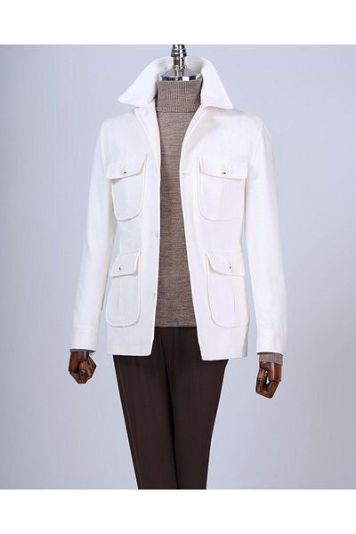 TerziAdemAltun Jachetă sport pentru bărbați din catifea slim fit în stil italian ecru T13344