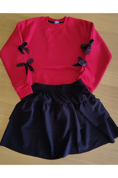 Kidsmadamiko 3 Thread Raised Skirted Girl's Bottom Top Suit 100% Cotton