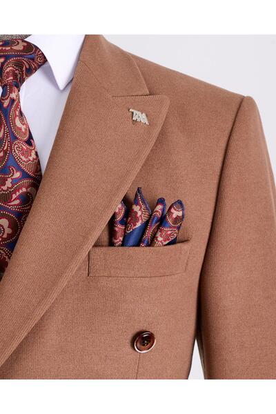 TerziAdemAltun Ανδρικό μονό μπουφάν camel T13341 σε λεπτή εφαρμογή ιταλικού στυλ