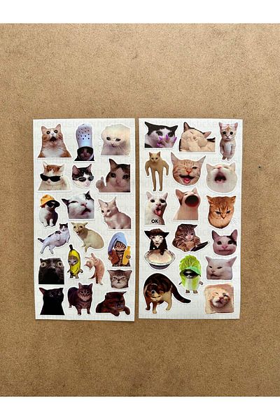 hdsticker 35Pcs Funny Cat Themed Sticker Set Planner, Agenda, Laptop Compatible Cats Mini Sticker