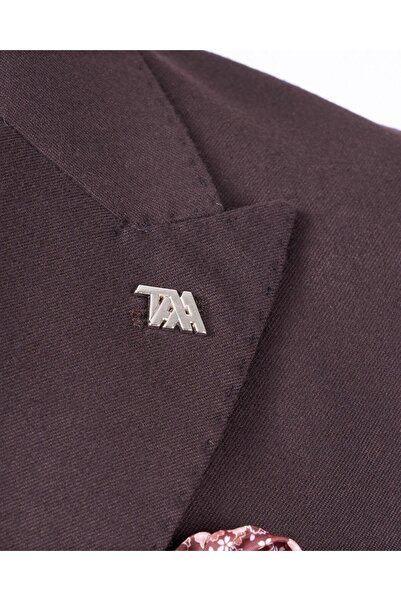 TerziAdemAltun Ανδρικό παλτό ιταλικού στυλ slim fit με διπλό μυτερό γιακά καφέ T13294