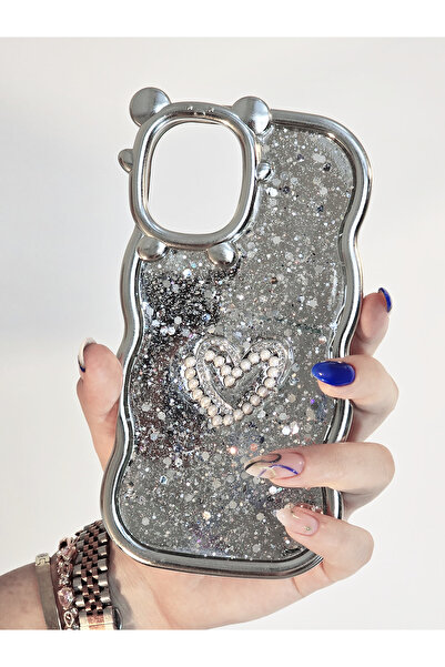 OSG iPhone 16 Plus Uyumlu Parlak Simli Desenli Ayıcık Karakterli Premium Tele...