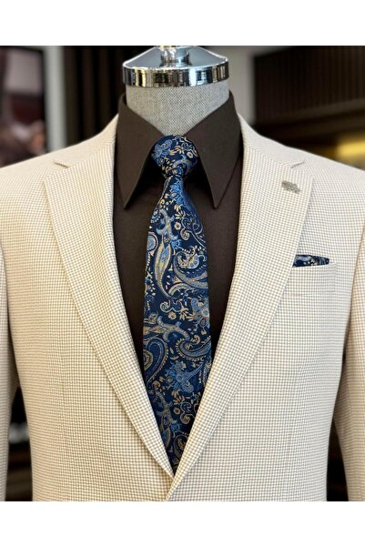 TerziAdemAltun Ανδρικό μπουφάν ιταλικού στυλ s εφαρμοστό τσέπες μπεζ T12240