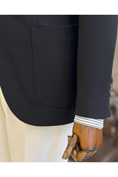 TerziAdemAltun Ανδρικό μαύρο μπουφάν με μονό γιακά τσέπη σε ιταλικό στυλ T10343