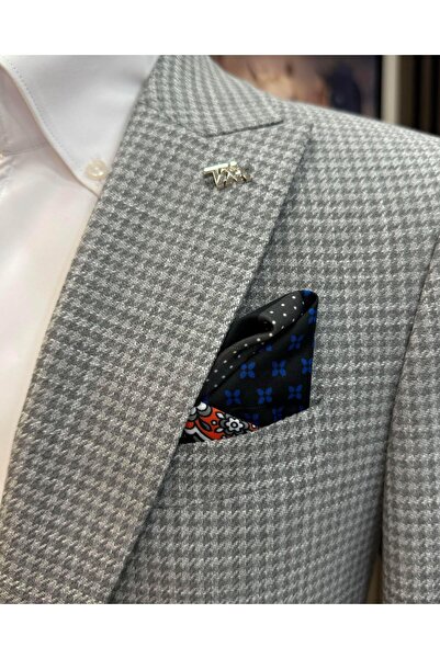 TerziAdemAltun Italian Style Slim Fit Houndstooth Pattern Men's Jacket Gray T12543