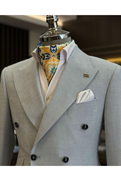 TerziAdemAltun Jachetă pentru bărbați în stil italian slim fit dublu piept albastru T12237