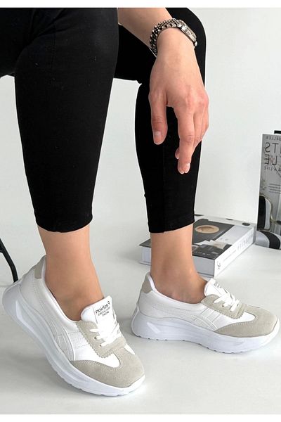 Erbilden Zitta White Skin Lace-Up Sneakers