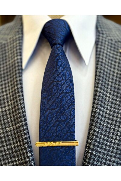 TerziAdemAltun Italian Style Slim Fit Houndstooth Pattern Men's Jacket Navy Blue T12541