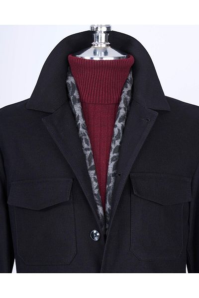 TerziAdemAltun Jachetă sport slim fit în stil italian pentru bărbați neagră T13378