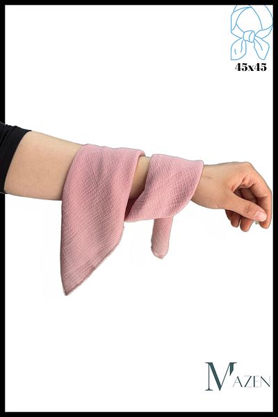 MAZEN Soft Pink Solid Color Chiffon Scarf 45X45 Hair, Bag, Wrist, Neck Accessory