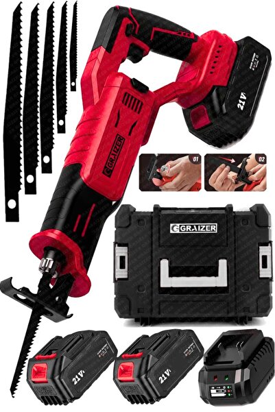 Graizer 21 V Kömürsüz Çelik Şanzuman Beton Tuğla Kemik Kesme Tilki Kuyruğu Akülü Testere Makinesi