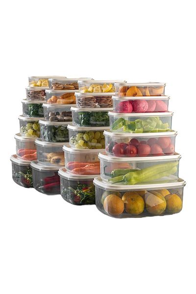 Buclee 48-Piece Rectangular Clear Storage Containers of 24 - Stylish Countertop and Practical Organization in the Closet