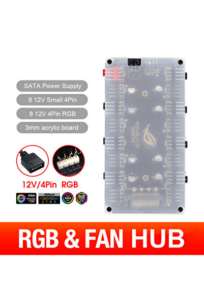 ALLOYSEED 12V4PIN SATA Shell 5V/3 Pin ARGB 12V/4Pin RGB Fan PWM HUB موزع من 1...