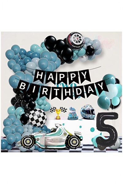 BİDOLUMUTLULUK Yarış Arabası Yaş Rakamlı Doğum Günü Konsepti Parti Eğlence Ku...
