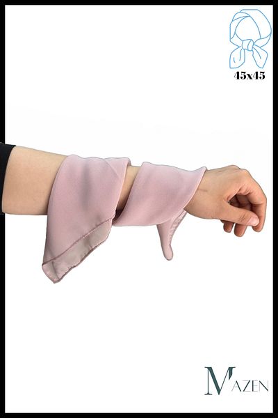 MAZEN Soft Lilac Solid Color Chiffon Scarf 45X45 Hair, Bag, Wrist, Neck Accessory