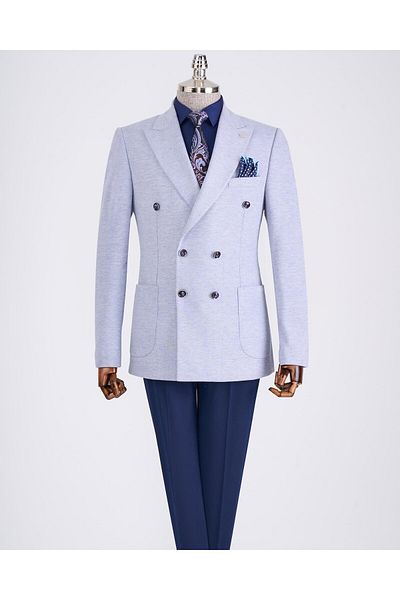 TerziAdemAltun Ανδρικό μπουφάν μπλε Slim Fit ιταλικού στυλ Kravuze - T13337