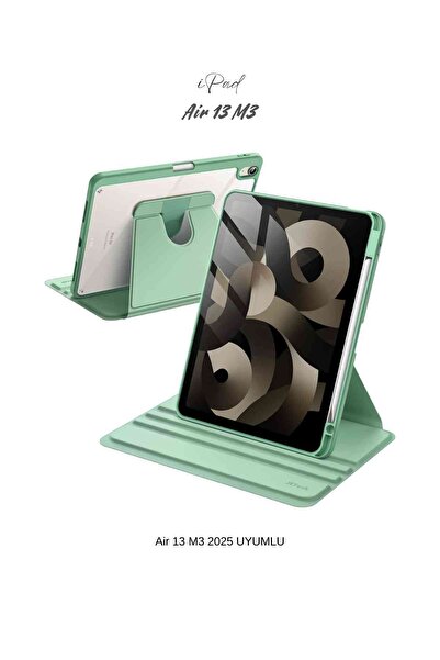 Fuchsia iPad Air 13 2025 M3 Çip Uyumlu 360° Dönebilen Yatay Dikey Standlı Fuchsia Pino Tablet Kılıfı