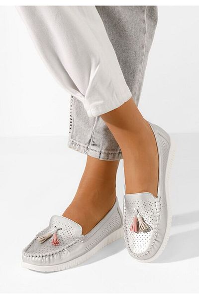 B T Shoes Mocasini dama Sonja argintii