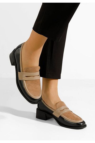 B T Shoes Mocasini cu toc Bruna negri