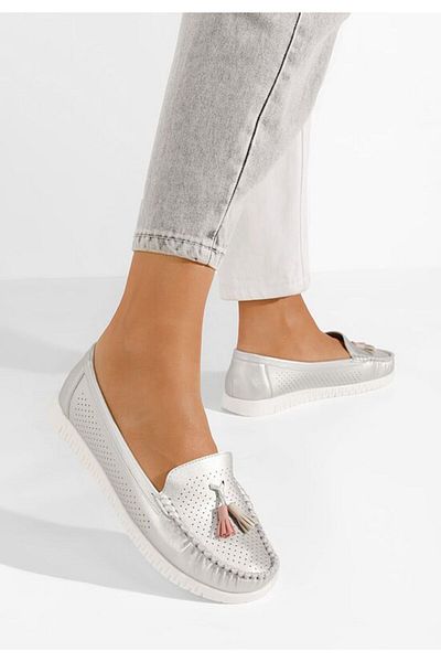B T Shoes Mocasini dama Sonja argintii