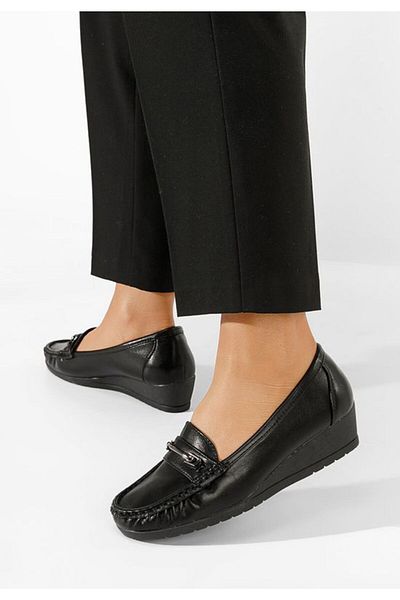 B T Shoes Mocasini dama cu platforma Norasea negri