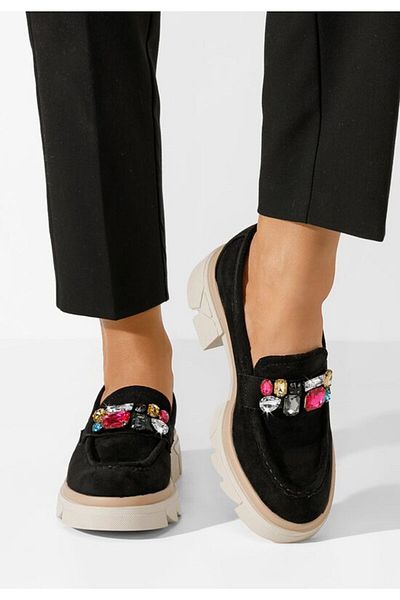 B T Shoes Karisa V3 black thick-soled loafers