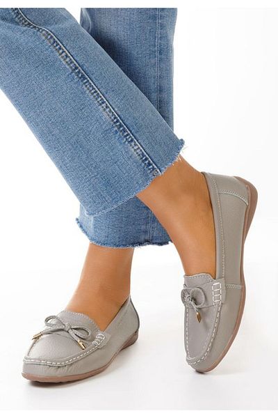 B T Shoes Mocasini dama piele Sargetia gri