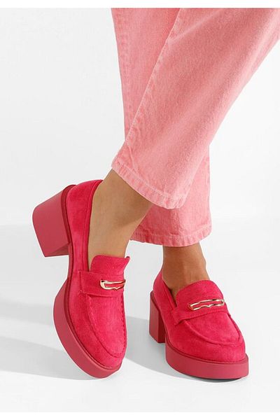B T Shoes Agnessa fuchsia heeled loafers