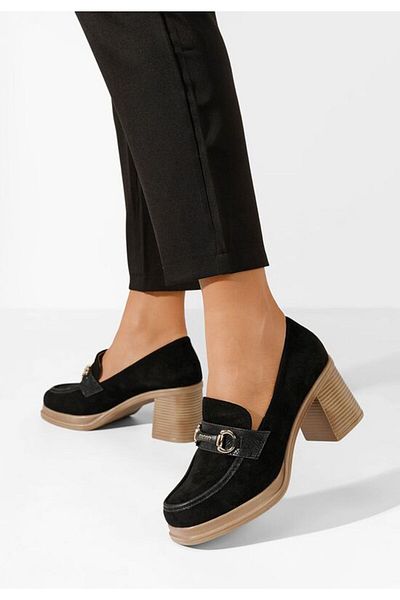 B T Shoes Mocasini cu toc Gizella negri