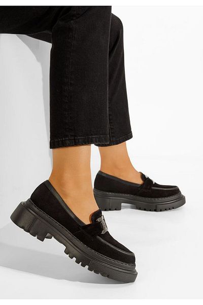 B T Shoes Mocasini piele naturala negri Haza