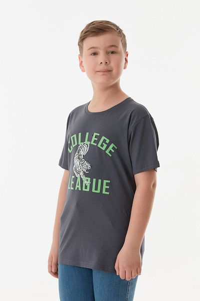 Fulla Moda Μπλουζάκι για αγόρια από 100% Cotton College And Tiger Printed