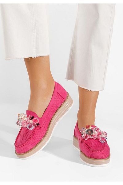 B T Shoes Veiga fuchsia thick-soled loafers