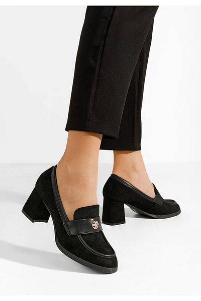 B T Shoes Mocasini cu toc Jonsia V2 negri