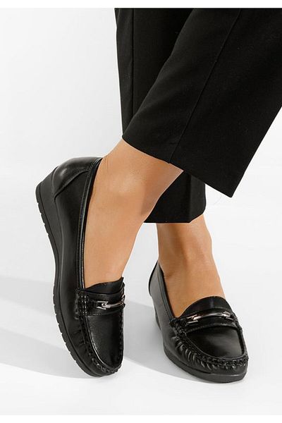 B T Shoes Mocasini dama cu platforma Norasea negri