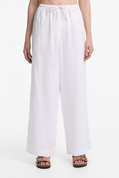 Oysho 100% linen straight-leg trousers