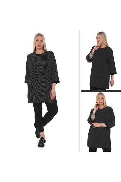 elma abone Plus Size Polka Dot Capri Sleeve Tunic
