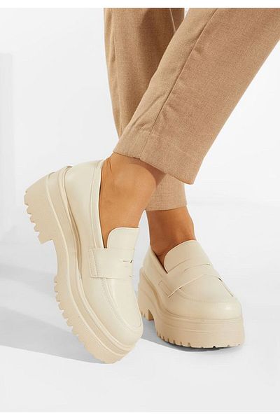 B T Shoes Mocasini cu platforma bej Alcudia
