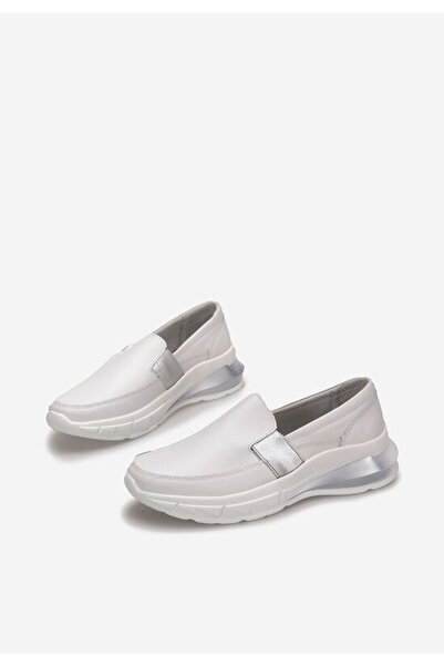 B T Shoes Mocasini dama piele Amelya albi