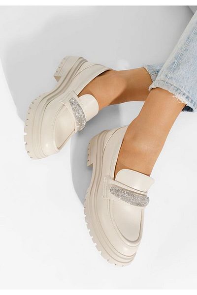 B T Shoes Mocasini cu talpa groasa Brianna bej