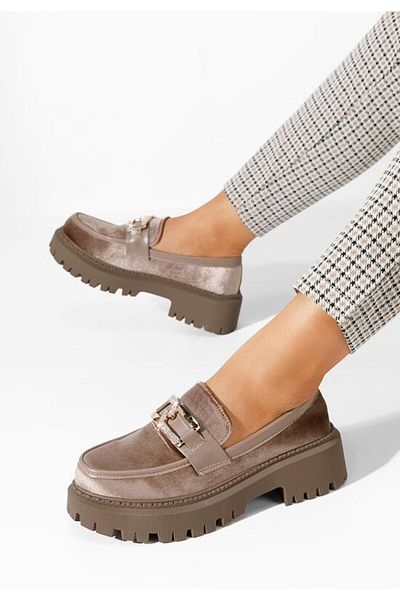 B T Shoes Celise khaki chunky-soled loafers
