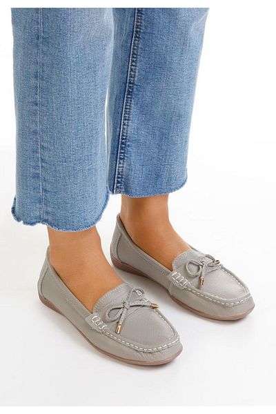 B T Shoes Mocasini dama piele Sargetia gri