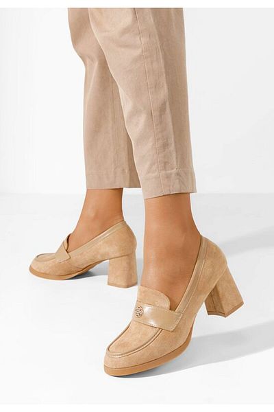 B T Shoes Mocasini cu toc Jonsia V2 kaki