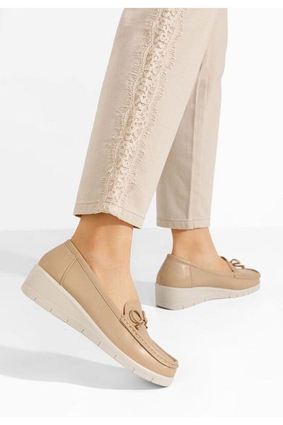 B T Shoes Mocasini dama cu platforma Karenna kaki