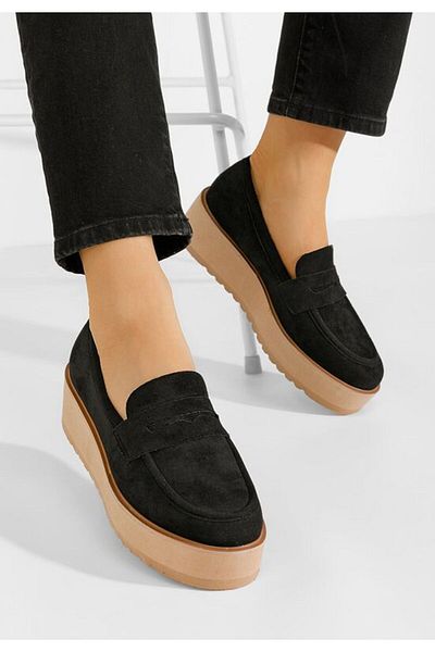B T Shoes Mocasini cu platforma Leondra V2 negri