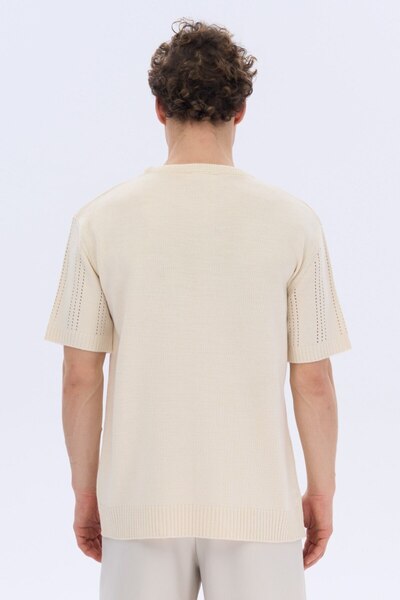 İLKCET MODA Delik Detay Oversize Erkek Triko Tshirt